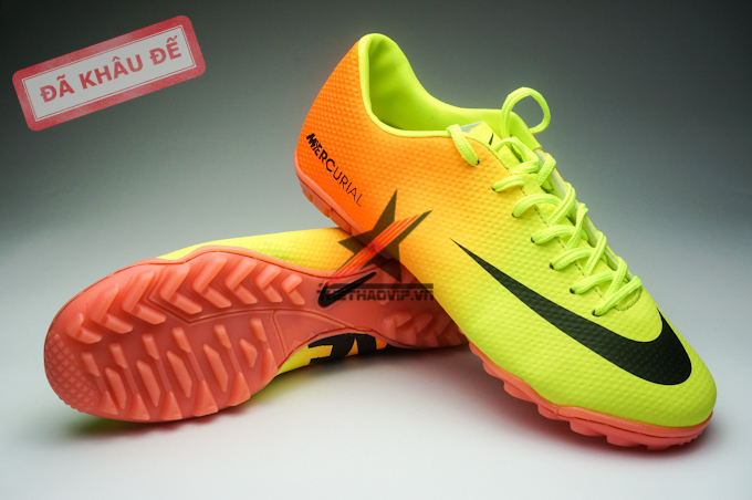 Giày đá bóng Nike Mercurial TF vàng cam tại giày đá bóng sân cỏ.